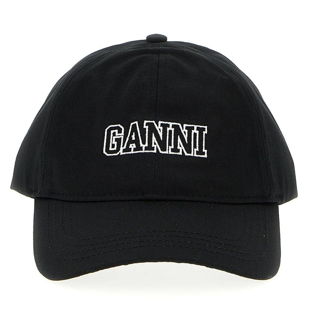 GANNI Embroidered Cotton Baseball Cap Black - Picture 2 of 11